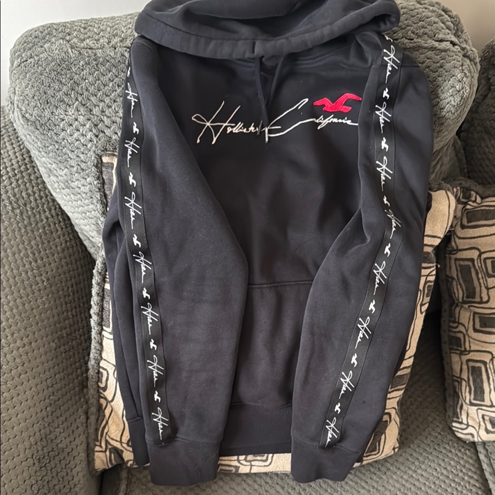 Hollister Black Hoodie with black and White Accents